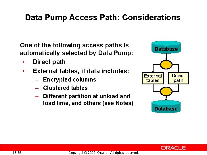 18 Moving Data Copyright 2005 Oracle All rights