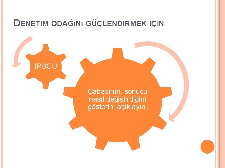 DENETIM ODAĞıNı GÜÇLENDIRMEK IÇIN İPUCU Çabasının, sonucu nasıl değiştirdiğini gösterin, açıklayın. 