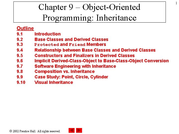 Chapter 9 – Object-Oriented Programming: Inheritance Outline 9. 1 9. 2 9. 3 9.