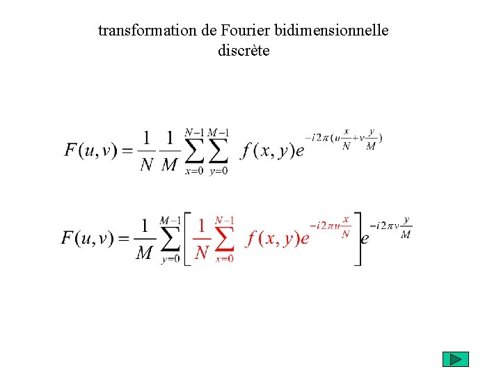 transformation de Fourier bidimensionnelle discrète 