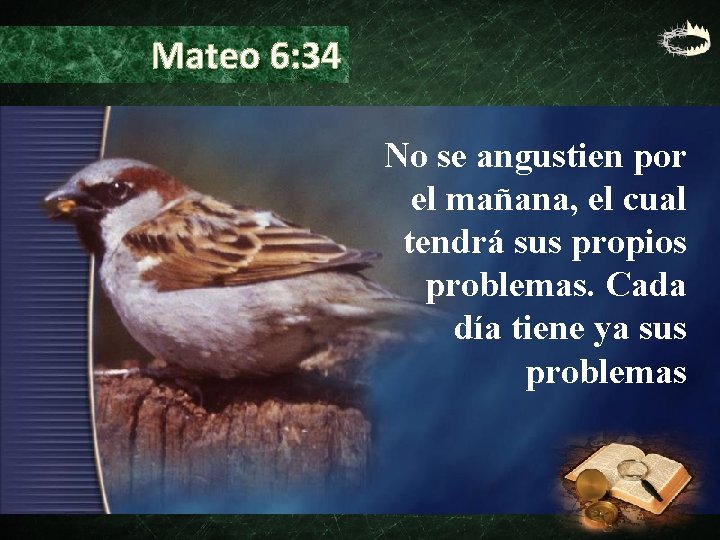 Mateo 6: 34 No se angustien por el mañana, el cual tendrá sus propios