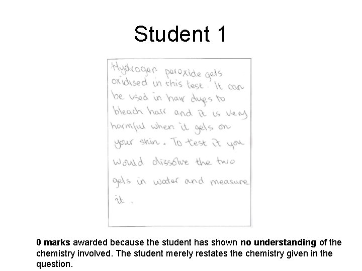 Student 1 0 marks awarded because the student has shown no understanding of the