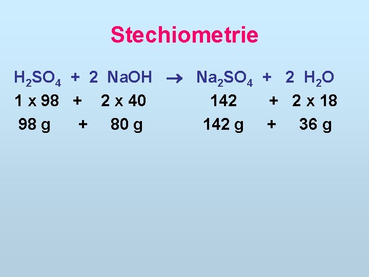 Stechiometrie H 2 SO 4 + 2 Na. OH Na 2 SO 4 +