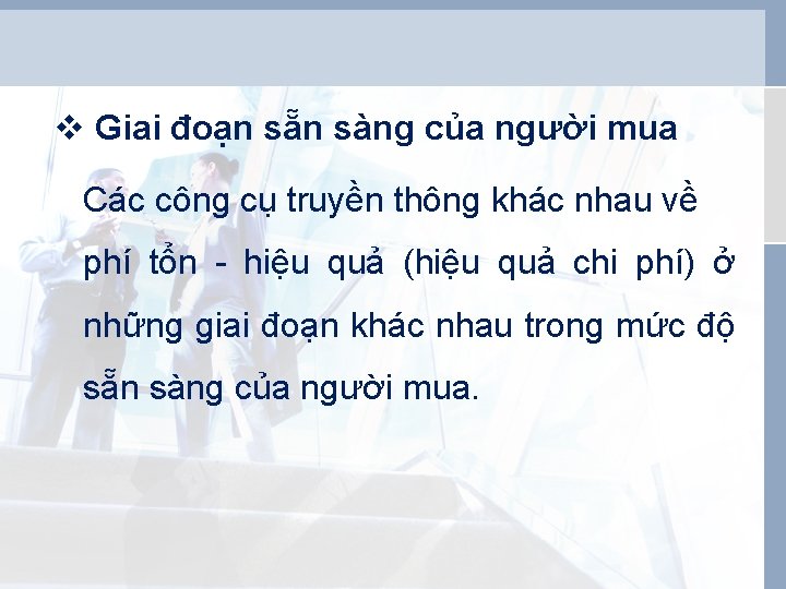 v Giai đoạn sẵn sàng của người mua Các công cụ truyền thông khác