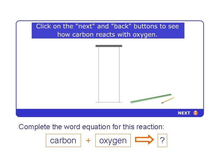 7 F Reactions with oxygen – Products of burning Complete the word equation for