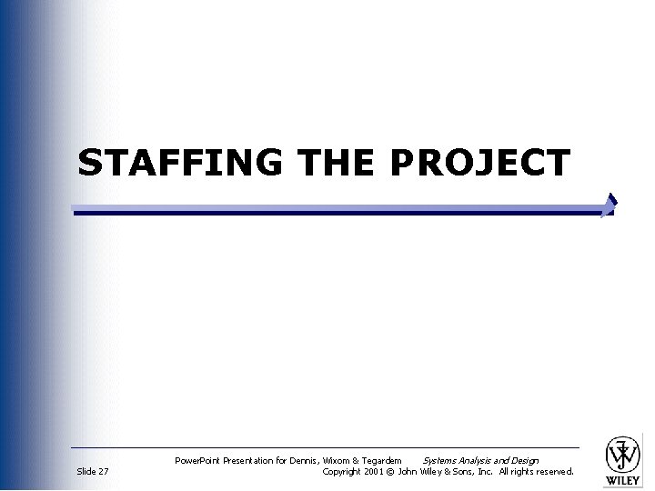 STAFFING THE PROJECT Slide 27 Power. Point Presentation for Dennis, Wixom & Tegardem Systems STAFFING THE PROJECT Slide 27 Power. Point Presentation for Dennis, Wixom & Tegardem Systems