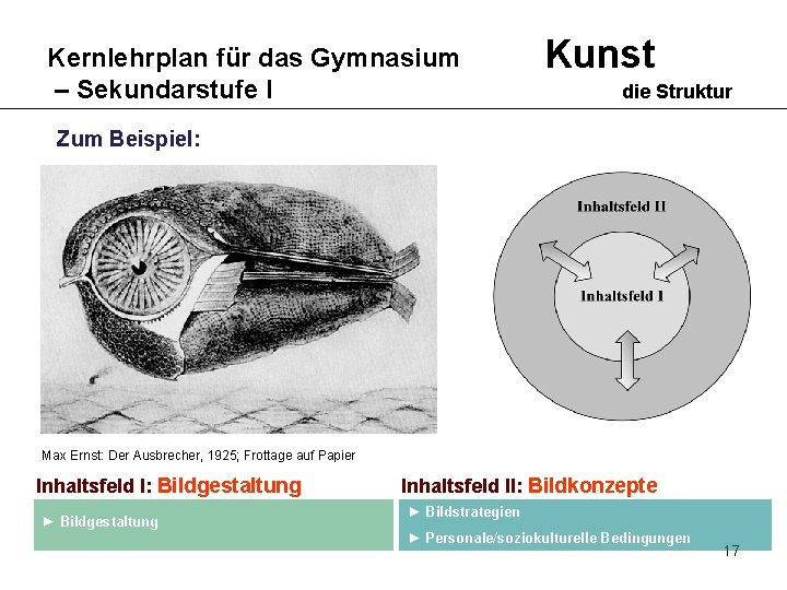 Kernlehrplan für das Gymnasium – Sekundarstufe I Kunst die Struktur Zum Beispiel: Max Ernst: