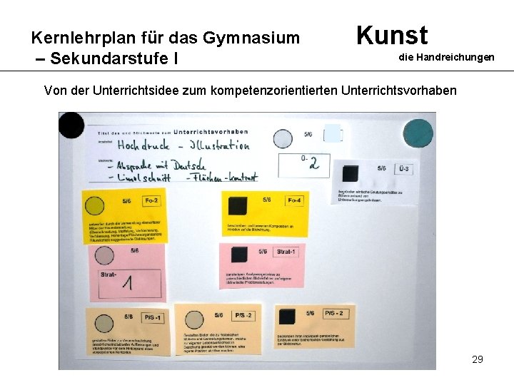 Kernlehrplan für das Gymnasium – Sekundarstufe I Kunst die Handreichungen Von der Unterrichtsidee zum