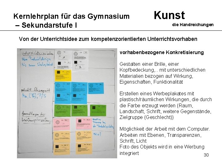 Kernlehrplan für das Gymnasium – Sekundarstufe I Kunst die Handreichungen Von der Unterrichtsidee zum