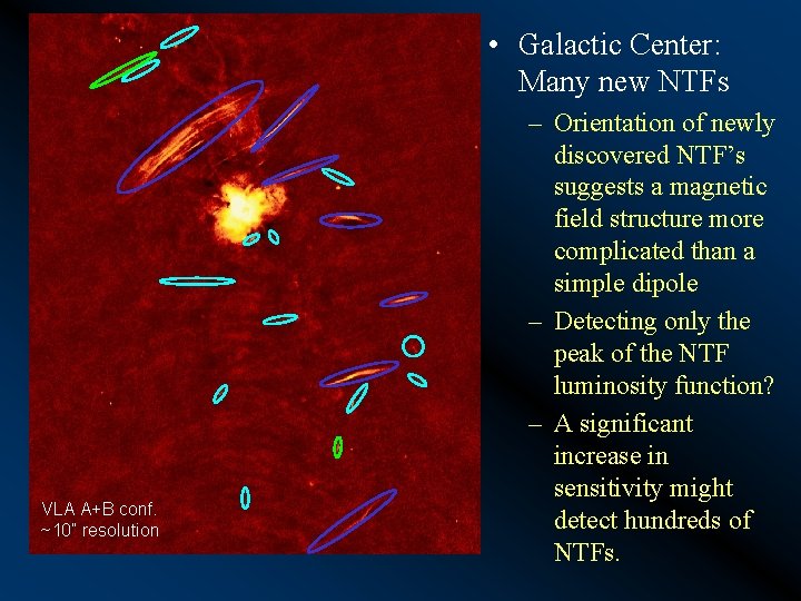  • Galactic Center: Many new NTFs VLA A+B conf. ~10” resolution – Orientation