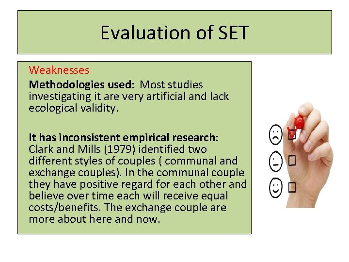 Evaluation of SET Weaknesses Methodologies used: Most studies investigating it are very artificial and