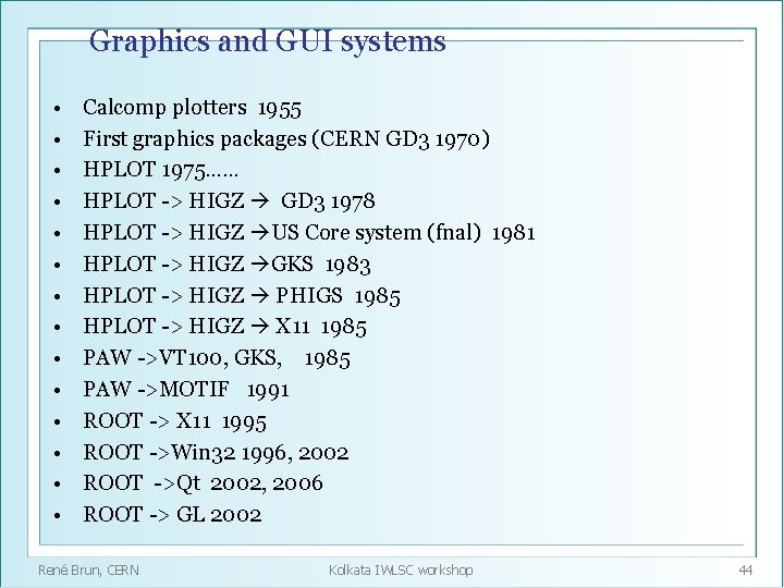 Graphics and GUI systems • • • • Calcomp plotters 1955 First graphics packages
