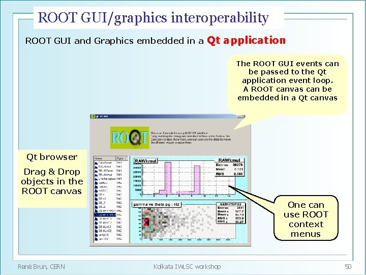 ROOT GUI/graphics interoperability ROOT GUI and Graphics embedded in a Qt application The ROOT