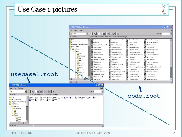 Use Case 1 pictures usecase 1. root code. root René Brun, CERN Kolkata IWLSC