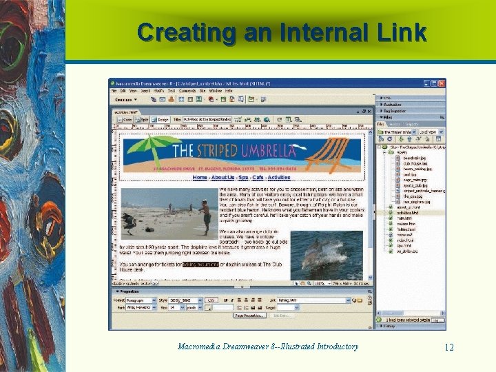 Creating an Internal Link Macromedia Dreamweaver 8 --Illustrated Introductory 12 