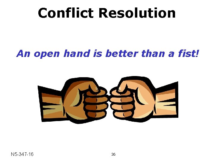 Conflict Resolution An open hand is better than a fist! N 5 -347 -16