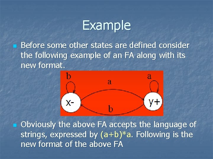 Example n n Before some other states are defined consider the following example of