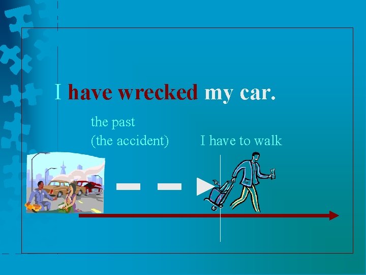 I have wrecked my car. the past (the accident) I have to walk 