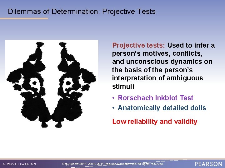 Dilemmas of Determination: Projective Tests Projective tests: Used to infer a person’s motives, conflicts,