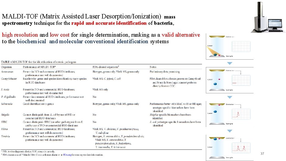 MALDI-TOF (Matrix Assisted Laser Desorption/Ionization) mass spectrometry technique for the rapid and accurate identification