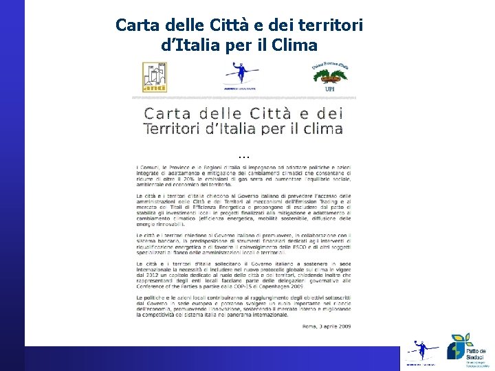 Carta delle Città e dei territori d’Italia per il Clima . . . Carta delle Città e dei territori d’Italia per il Clima . . .