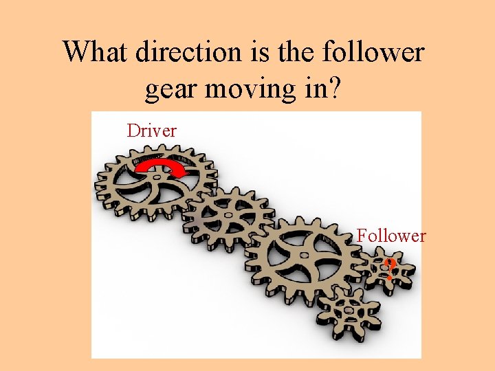 What direction is the follower gear moving in? Driver Follower ? 