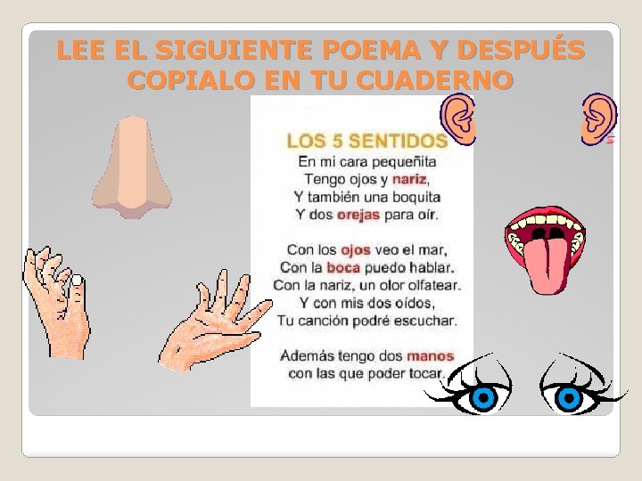 LEE EL SIGUIENTE POEMA Y DESPUÉS COPIALO EN TU CUADERNO 