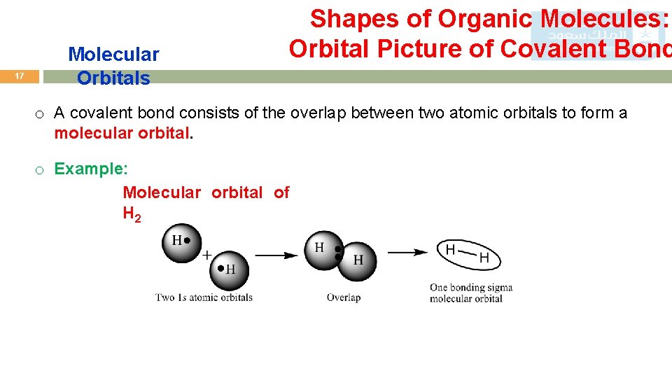 17 Molecular Orbitals Shapes of Organic Molecules: Orbital Picture of Covalent Bond o A
