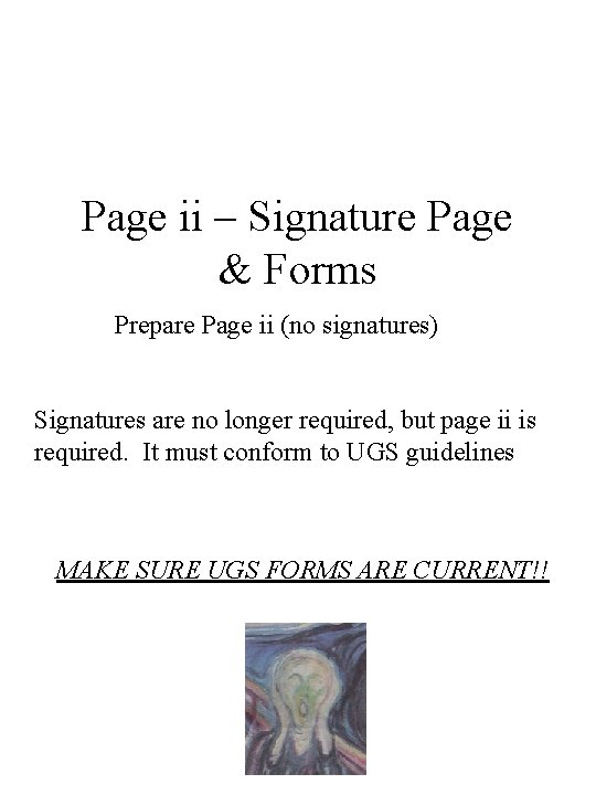 Page ii – Signature Page & Forms Prepare Page ii (no signatures) Signatures are