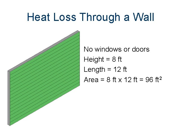 Heat Loss Through a Wall No windows or doors Height = 8 ft Length