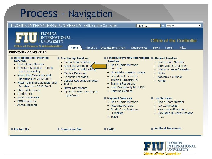 Process - Navigation Office of the Controller 