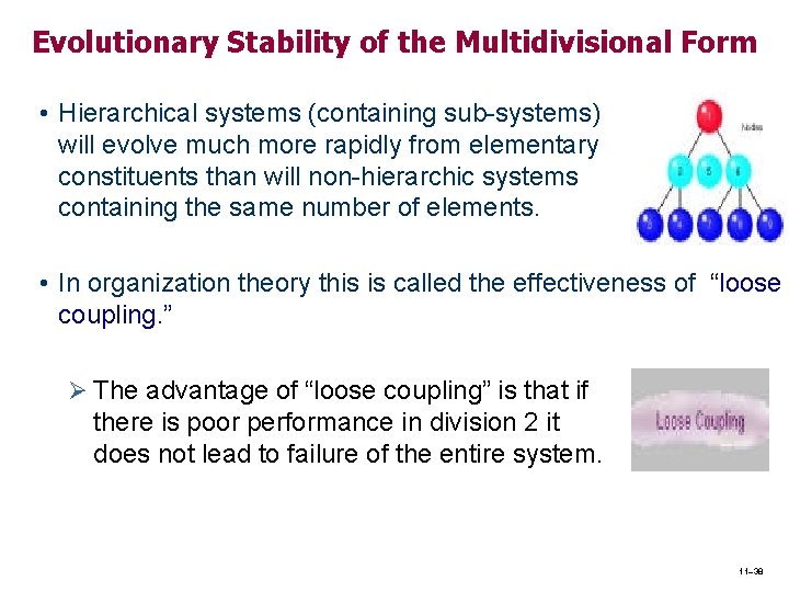 Evolutionary Stability of the Multidivisional Form • Hierarchical systems (containing sub-systems) will evolve much