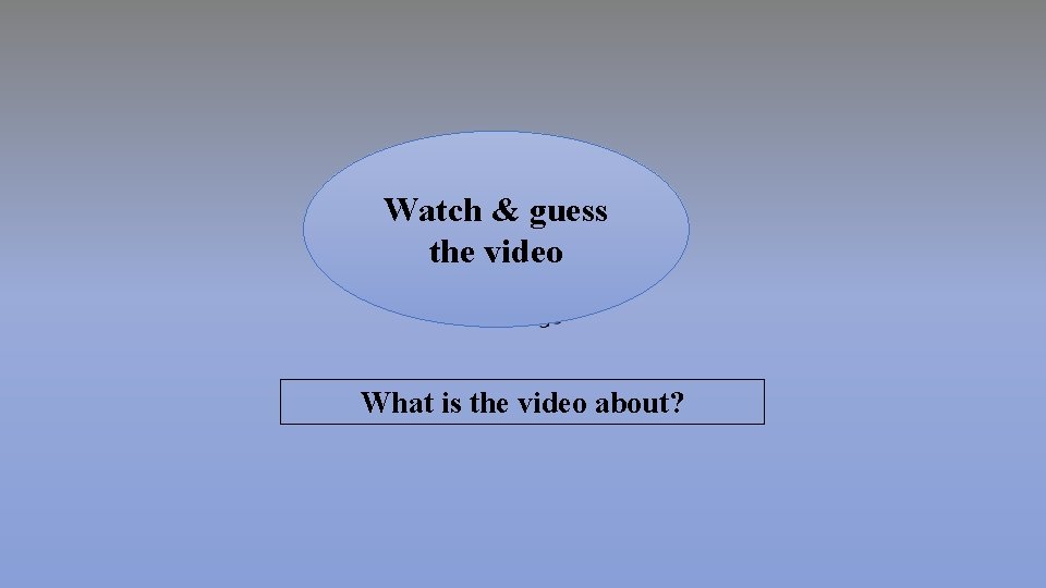 Watch & guess the video What is the video about? 