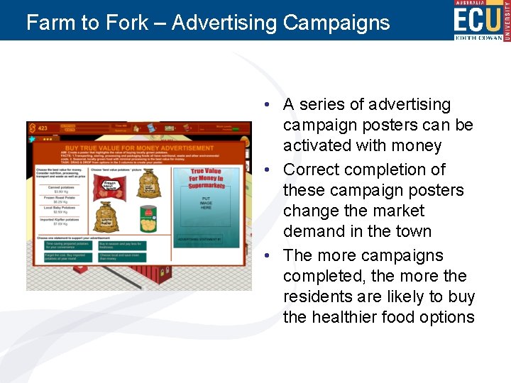 Farm to Fork – Advertising Campaigns • A series of advertising campaign posters can