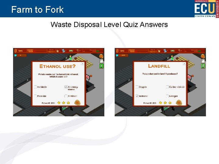 Farm to Fork Waste Disposal Level Quiz Answers 