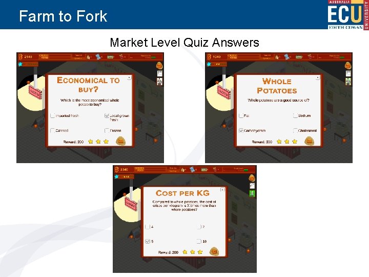 Farm to Fork Market Level Quiz Answers 