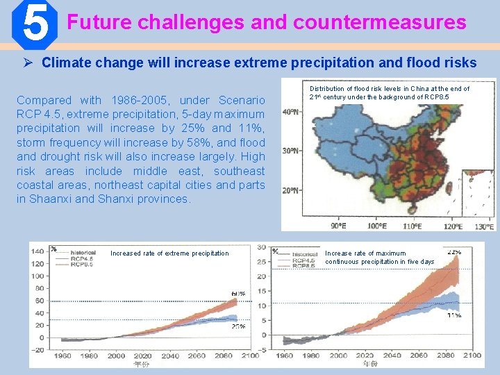 5 Future challenges and countermeasures Ø Climate change will increase extreme precipitation and flood 5 Future challenges and countermeasures Ø Climate change will increase extreme precipitation and flood