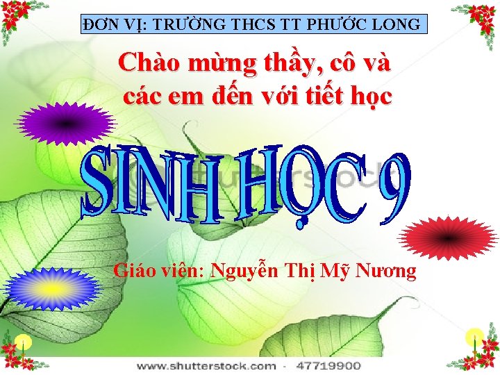 ĐƠN VỊ: TRƯỜNG THCS TT PHƯỚC LONG Chào mừng thầy, cô và các em