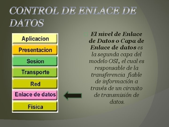 CONTROL DE ENLACE DE DATOS � El nivel de Enlace de Datos o Capa