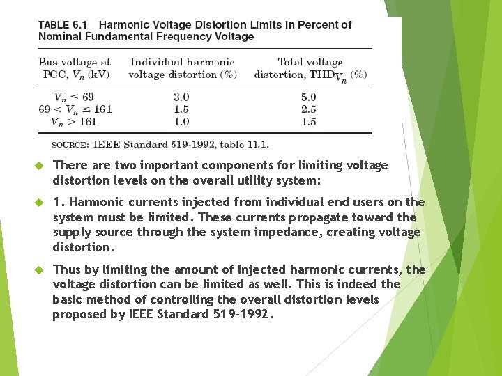  There are two important components for limiting voltage distortion levels on the overall