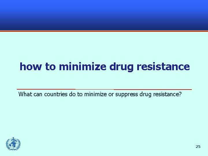 how to minimize drug resistance What can countries do to minimize or suppress drug