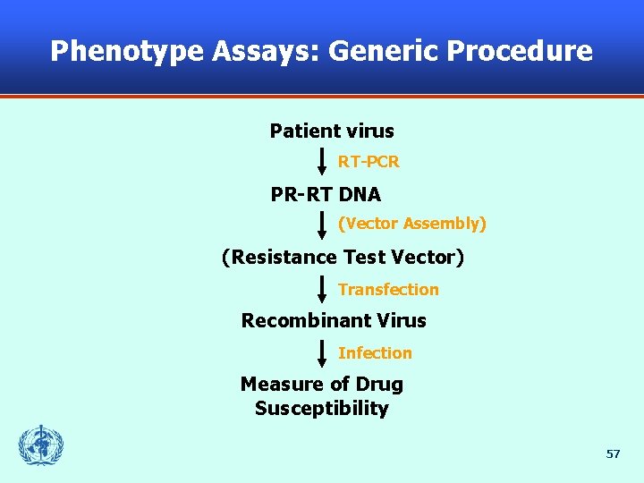 Phenotype Assays: Generic Procedure Patient virus RT-PCR PR-RT DNA (Vector Assembly) (Resistance Test Vector)