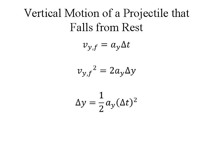 Vertical Motion of a Projectile that Falls from Rest • 