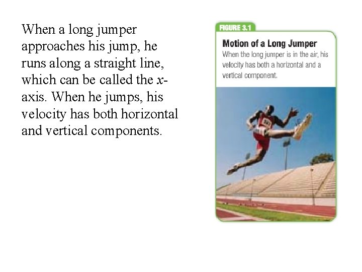 When a long jumper approaches his jump, he runs along a straight line, which