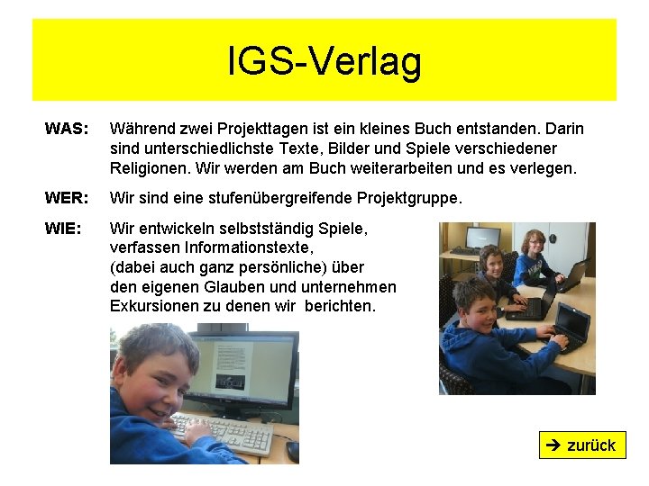 IGS-Verlag WAS: Während zwei Projekttagen ist ein kleines Buch entstanden. Darin sind unterschiedlichste Texte,