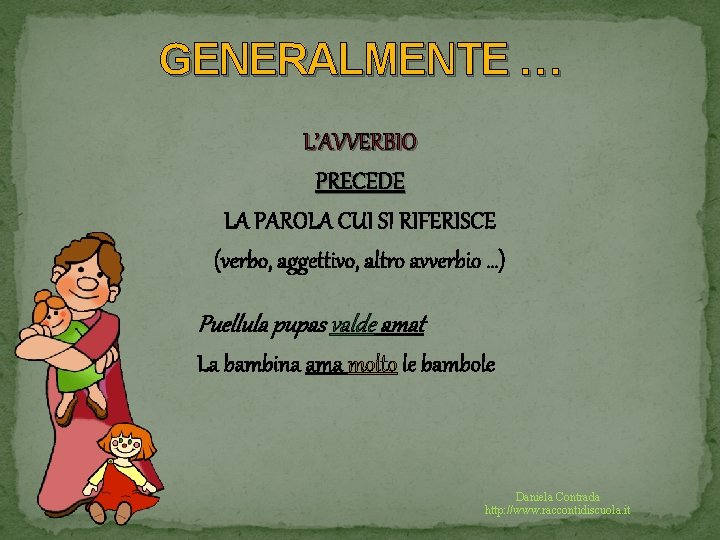 GENERALMENTE … L’AVVERBIO PRECEDE LA PAROLA CUI SI RIFERISCE (verbo, aggettivo, altro avverbio …)
