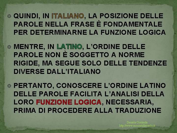 La Costruzione Della Frase Latina Lordine Delle Parole
