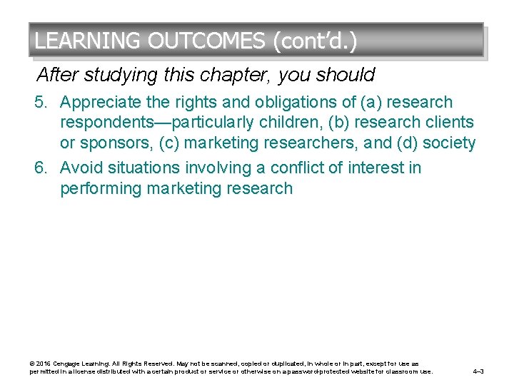 LEARNING OUTCOMES (cont’d. ) After studying this chapter, you should 5. Appreciate the rights