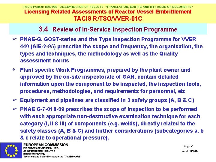 TACIS Project: R 8. 01/98 - DISSEMINATION OF RESULTS: "TRANSLATION, EDITING AND DIFFUSION OF