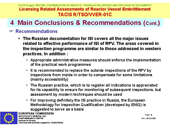 TACIS Project: R 8. 01/98 - DISSEMINATION OF RESULTS: "TRANSLATION, EDITING AND DIFFUSION OF